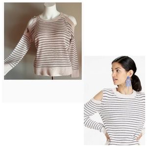 Lucky Brand striped cold shoulder sweater